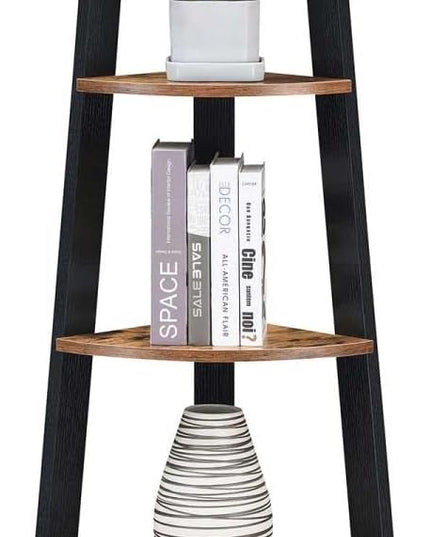 Convenience Concepts Newport 5-Tier Corner Bookshelf, Barnwood/Black - LeafyLoom