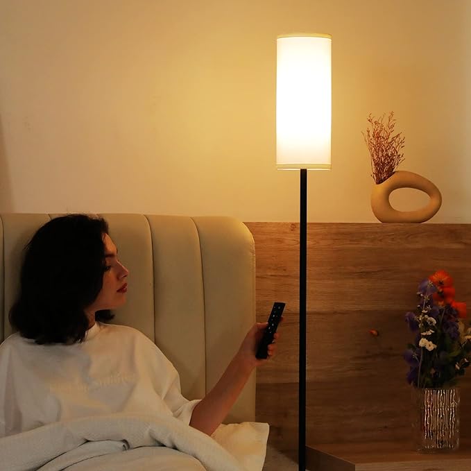 Ambimall Floor Lamps for Living Room, 64" Modern Floor Lamp with Remote Control and Stepless Dimmable Colors Temperature & Brightness, Standing Lamps for Living Room Bedroom Office, 9W Bulb Included - LeafyLoom