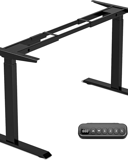 Heavy-Duty Dual Motor Standing Desk Frame Adjustable Height Sit Stand Desk Leg for Home and Office DIY (Black Frame Only) - LeafyLoom