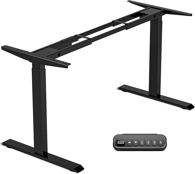 Heavy-Duty Dual Motor Standing Desk Frame Adjustable Height Sit Stand Desk Leg for Home and Office DIY (Black Frame Only) - LeafyLoom