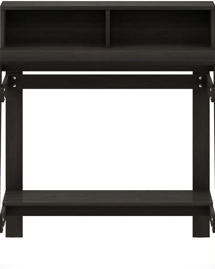 Furinno Simplistic a Frame Computer Desk, Espresso & Just 3-Tier Turn-N-Tube End Table/Side Table/Night Stand/Bedside Table with Plastic Poles, 1-Pack, Americano/Black - LeafyLoom