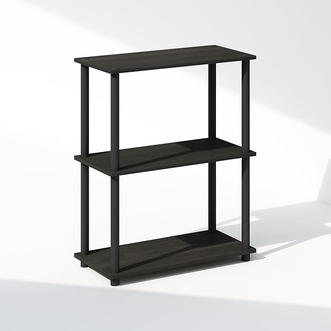 Furinno Turn-N-Tube 3-Tier Multipurpose Compact Display Rack, Shelving Unit, Bookcase, Espresso/Black - LeafyLoom