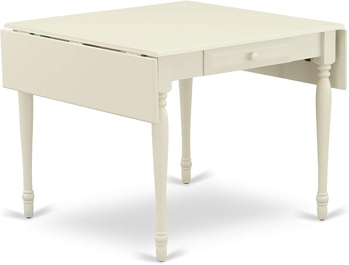 East West Furniture Monza Dining Rectangle Wooden Table Top with Dropleaf & Stylish Legs, 36x54 Inch, Linen White - LeafyLoom