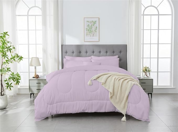 3 Piece Solid Color All Season Bedding Comforter Set Microfiber Soft Lightweight Bedding Set for Kids Teens Adults Room Decor with 1 Comforter and 2 Pillowcases Full - LeafyLoom