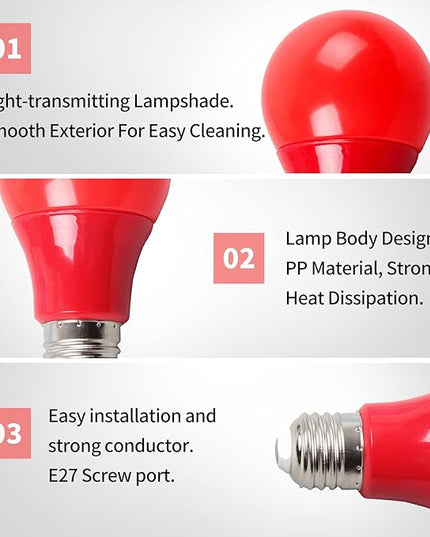 eTone Darkroom Safe Light Lamp E27 LED Screw Mouth Wall Light 360 Degree Desk Light with Switch - LeafyLoom