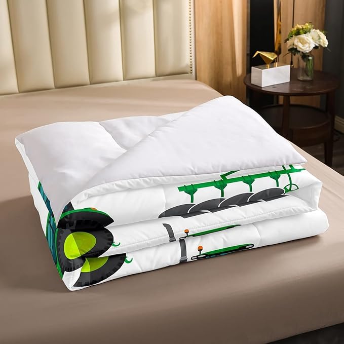 Tractor Bedding Set King Size Equipment Trucks Comforter Excavator Comforter Set for Child Kids Boys Teens Construction Site Car Quilt Set for Car Theme Room Bedroom Dorm Decor with 2 Pillow cases - LeafyLoom