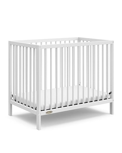 Graco Teddi 4-in-1 Convertible Mini Crib with Bonus Water-Resistant Mattress (White) – GREENGUARD Gold Certified, 2.75-Inch Mattress Included, Convenient Size, Easy 30-Minute Assembly - LeafyLoom
