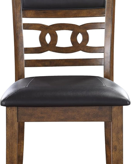 New Classic Furniture Gia Dining Chair (Set of Four), Black PU Upholstered Seat & Back Rest, Brown - LeafyLoom