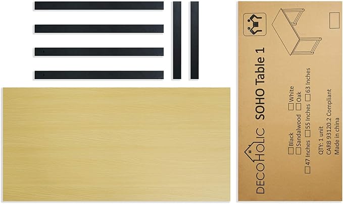 Computer Desk 55 Modern Simple Large Study Writing Desk Industrial Style Laptop PC Table for Home Office, with Leg Bars, Oak Board Black Leg… - LeafyLoom
