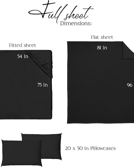 Northwest Ashford Home Essentials Bedding, 4 Piece Full Size Sheet Set, Stretch Limo Black - LeafyLoom