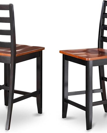 East West Furniture JAFA3-BLK-W 3 Piece Kitchen Counter Set for Small Spaces Contains a Round Dining Room Table with Pedestal and 2 Dining Chairs, 36x36 Inch, Black & Cherry - LeafyLoom