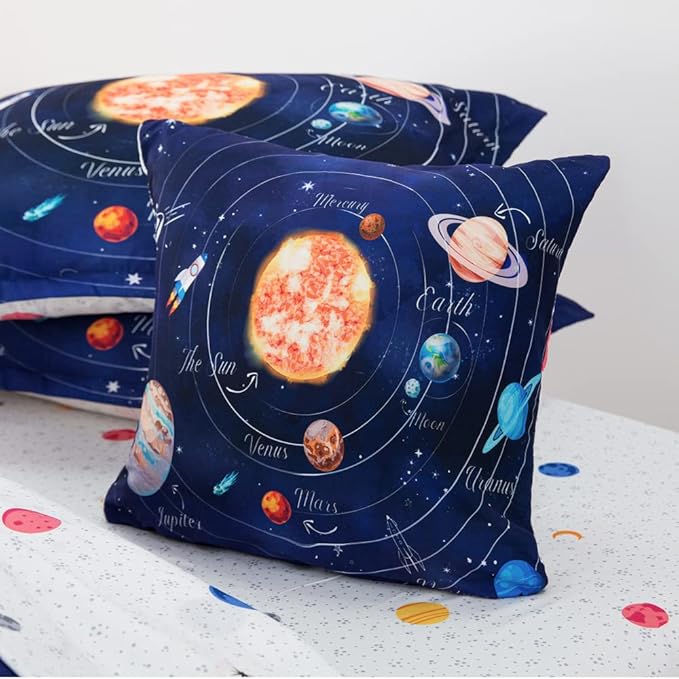 ADASMILE A & S Solar System Comforter Set Twin Outer Space Comforter for Kids 6 Pcs Bed in A Bag Twin Comforter Set for Boys Space Bed Set Galaxy Comforter with Star Moon Sheets for Kids Home Decor - LeafyLoom