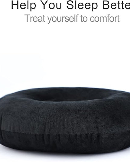 Piercing Pillow Ear Pillows Donut with Hole for Ear Pain CNH Piercing Pain Relief Sleeping Pressure Sore Side Sleepers Ear Guard Protector, Velvet Black - LeafyLoom