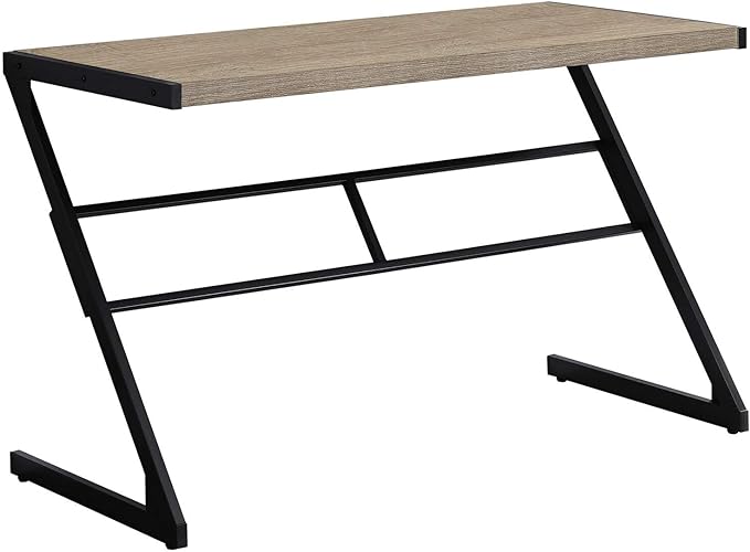 Monarch Specialties Simple Modern Study Laptop Table for Home & Office Computer Desk-Z-Shaped Metal Leg, 48" L, Dark Taupe - LeafyLoom