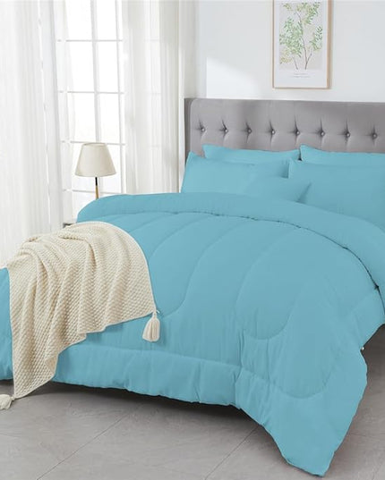 3 Piece Solid Color All Season Bedding Comforter Set Microfiber Soft Lightweight Bedding Set for Kids Teens Adults Room Decor with 1 Comforter and 2 Pillowcases Full - LeafyLoom