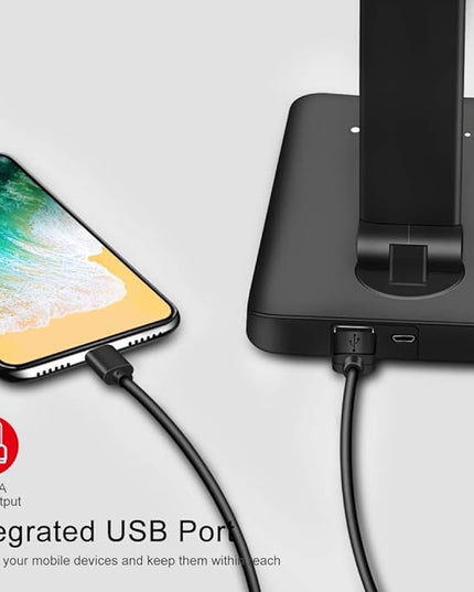 AFROG Multifunctional LED Desk Lamp with USB Charging Port, 5 Lighting Modes,5 Brightness Levels, Sensitive Control, 30/60 min Auto Timer, Eye-Caring Office Lamp，8W，5000K - LeafyLoom