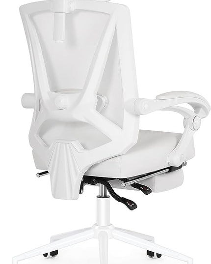 Misolant Ergonomic Office Chair with Footrest, Ergonomic Desk Chair with Adjustable 2D Lumbar Support, High Back Office Chair with Adjustable Headrest, Comfortable Leather Office Chair - LeafyLoom