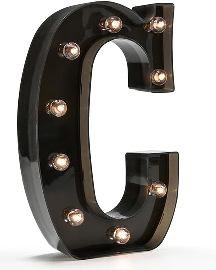 Light Up Black Alphabet Marquee Letters Sign LED Marquee Number Lights Sign for Night Light Home Bar Christmas Lamp Birthday Wedding Party Decoration C - LeafyLoom
