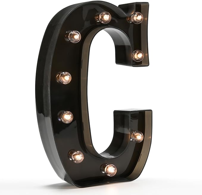 Light Up Black Alphabet Marquee Letters Sign LED Marquee Number Lights Sign for Night Light Home Bar Christmas Lamp Birthday Wedding Party Decoration C - LeafyLoom
