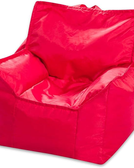 Posh Creations Bean Bag Chair Structured Comfy Seat Use for Gaming, Reading and Watching TV, Newport, Red - LeafyLoom