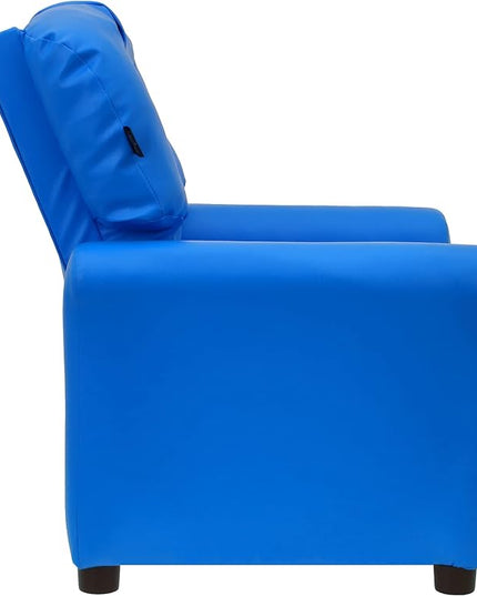 The Crew Furniture Traditional Kids Recliner, Toddler Ages 1-5 Years, Pu Faux Leather, Blue - LeafyLoom