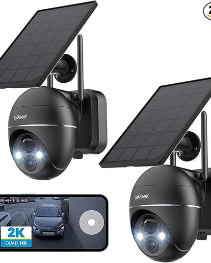 ieGeek 2K Security Camera Wireless Outdoor, 2.4G WiFi 360° View Pan Tilt Strobe Light/Spotlight Home Security System with Motion Detection and Siren, 2 Way Talk, IP65, 3MP Night Vision ieGeek