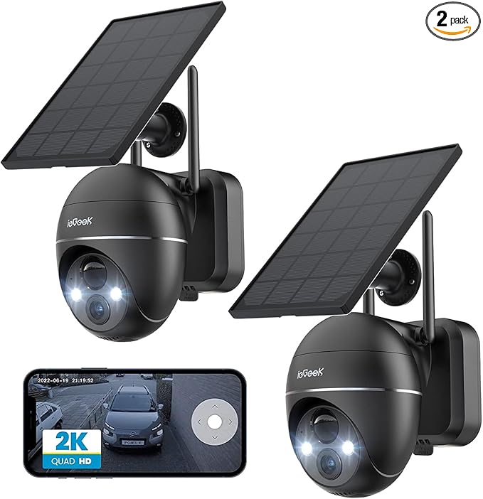 ieGeek 2K Security Camera Wireless Outdoor, 2.4G WiFi 360° View Pan Tilt Strobe Light/Spotlight Home Security System with Motion Detection and Siren, 2 Way Talk, IP65, 3MP Night Vision ieGeek