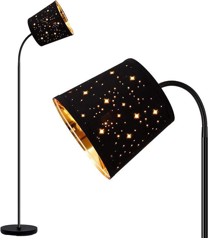LED Floor Lamp, Standing Lamp for Living Room with Linen Lamp Shade,Adjustable Gooseneck Modern Reading Light,Floor Lamps for Bedroom,Office,Farmhouse,6W LED Bulb Included - LeafyLoom