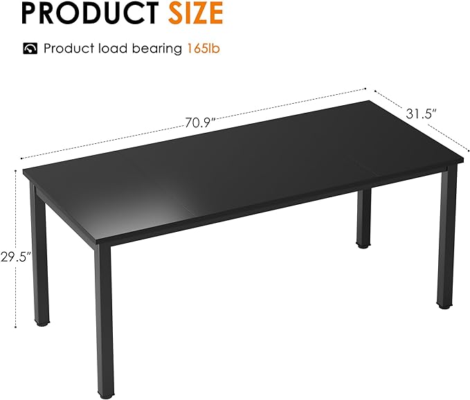 Need 70.8 Inch Executive Office Desk, Large Stylish Computer Desk, Simple Study Writing Desk, Workstation Business Furniture for Home Office, Black - LeafyLoom