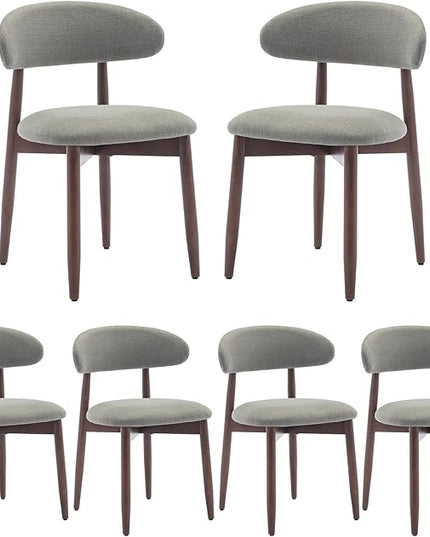 COLAMY Wooden Dining Chairs Set of 6, Modern Fabric Upholstered Kitchen Side Chairs, Farmhouse Dining Room Chair with Foot Pegs, Green - LeafyLoom