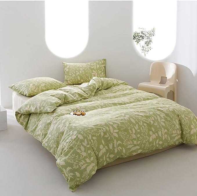 Green Botanical Comforter Set Cal King Sage Green Floral Comforter Cotton Women Girls Matcha Green Floral Plant Bohemian Sage Green Blanket Rustic Leaf Blossom California King Bed Comforter - LeafyLoom