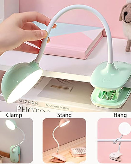 Clip Book Lamp, Foldable Eye Caring Rechargeable Reading Light, Suitable for Reading, Working & Studying (Green) - LeafyLoom