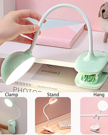Clip Book Lamp, Foldable Eye Caring Rechargeable Reading Light, Suitable for Reading, Working & Studying (Beige) - LeafyLoom