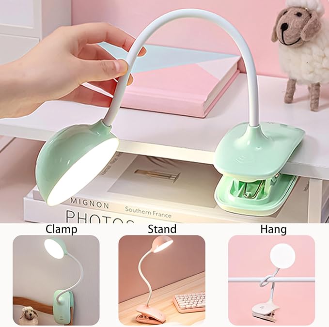 Clip Book Lamp, Foldable Eye Caring Rechargeable Reading Light, Suitable for Reading, Working & Studying (Beige) - LeafyLoom