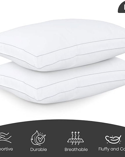 Utopia Bedding Bed Pillows for Sleeping King Size (White), Set of 2, Cooling Hotel Quality, Gusseted Pillow for Back, Stomach or Side Sleepers - LeafyLoom