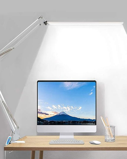 80 LED Desk Lamp(12W, Metal Swing Arm Dimmable Task Lamp, 5 Modes, 10 Brightness Levels,Eye Protection Desk lamp for Reading, Study,Working, Home and Office Lamp 1100 lumens,USB Adapter - LeafyLoom