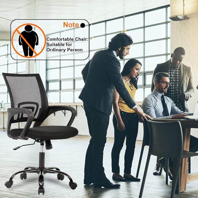 Direct Ergonomic Office Chair Home Desk Task Computer Gaming with Back Lumbar Support Armrest Swivel Modern Adjustable Rolling Executive Mesh for Women Men, Black - LeafyLoom