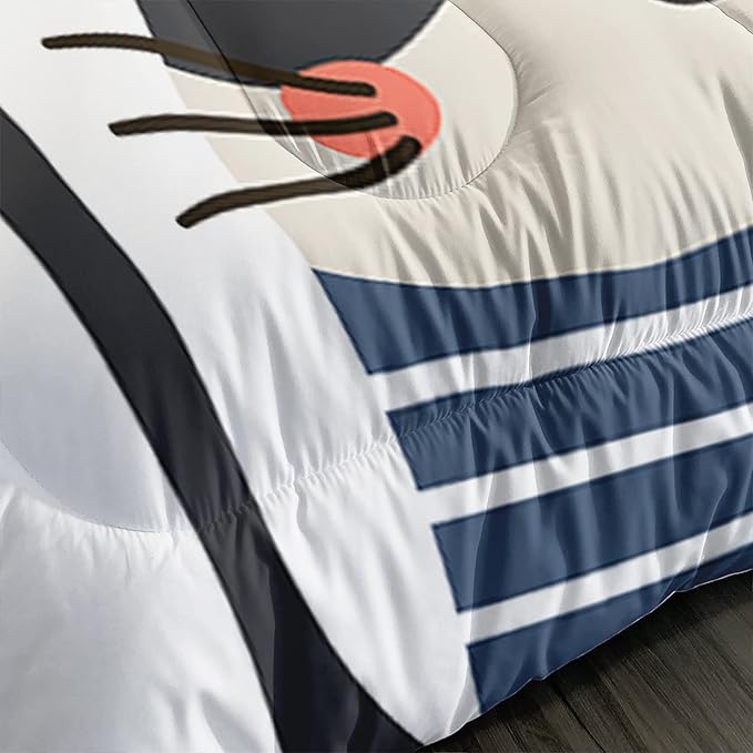 CVHOUSE Cat Bedding,Cartoon Cat Comforter King,Animals Print Comforter Set for Kids,Kawaii Quilt Set with 1 Comforter and 2 Pillow Cases - LeafyLoom