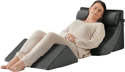 Axelrod Orthopedic Bed Wedge Pillow Set, Post Surgery Foam for Back, Neck and Leg Pain Relief Comfortable & Adjustable Ortho Pillows- Anti Snoring, Heartburn, Acid Reflux & GERD Sleeping Dark Grey - LeafyLoom