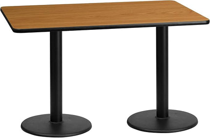 Flash Furniture 30'' x 60'' Rectangular Natural Laminate Table Top with 18'' Round Table Height Bases - LeafyLoom