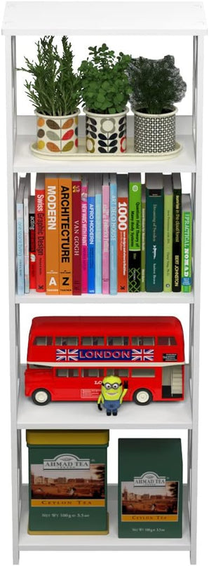 Small Bookcase - 5 Tier Small Bookshelves for Kids, Open Bookshelf, Book Storage Shelf Display Rack for Bathroom, Living Room, Bedroom, Office - White - LeafyLoom