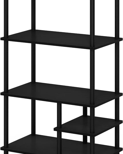 Furinno Turn-N-Tube 4-Tier Toolless Kitchen Storage Shelf Cart, Americano/Black - LeafyLoom