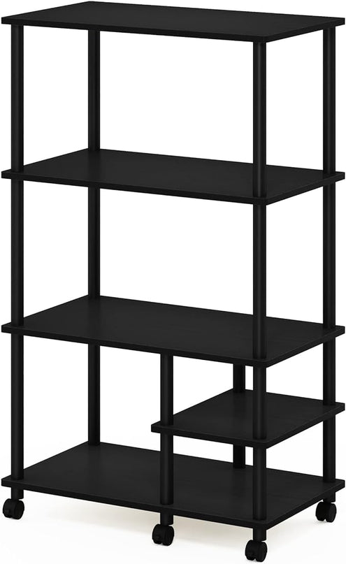 Furinno Turn-N-Tube 4-Tier Toolless Kitchen Storage Shelf Cart, Americano/Black - LeafyLoom