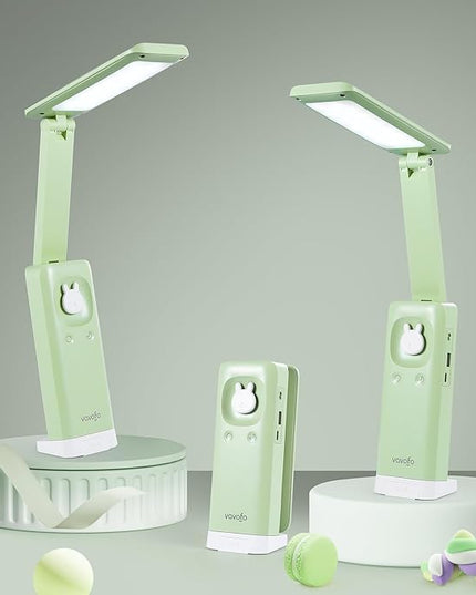 VAVOFO Cordless Desk Lamp, 6000mAh Battery Powered Desk Lamp, Foldable Desk Lamp, Three Color Temperatures, USB C Rechargeable Desk Lamp, Ideal Cute Desk Accessory for Students and Home Offices - LeafyLoom