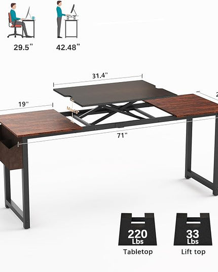 Adjustable Height Standing Desk Whole Piece 71x23 Inch Desktop Home Office Computer Workstation Sit Stand up Desk(71inch)… - LeafyLoom