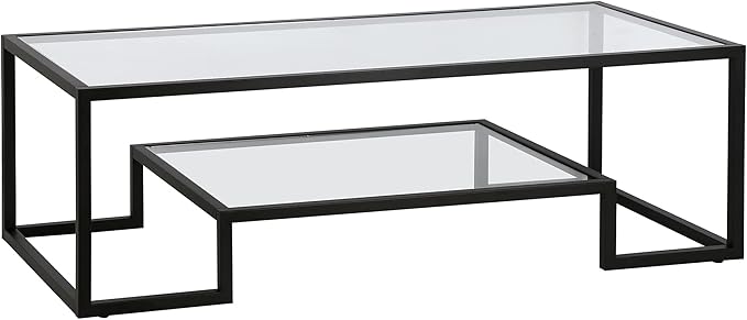 Henn&Hart 54" Wide Rectangular Coffee Table in Blackened Bronze, Modern coffee tables for living room, studio apartment essentials - LeafyLoom