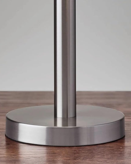 Adesso 4066-22 Boulevard Table Lamp, 28 in., 2 x 100 W Incandescent/26W CFL, Brushed Steel Finish, 1 Bedside Lamp - LeafyLoom