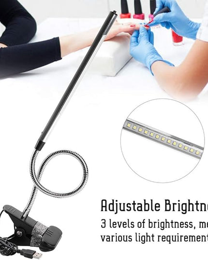 LED Desk Light Clip, LED Book Light, USB Beauty Lamp Dimmable Desk Light Eye Care Flexible Desk Lamp for Reading Jewelry Repair Tattoo Manicure Makeup - LeafyLoom