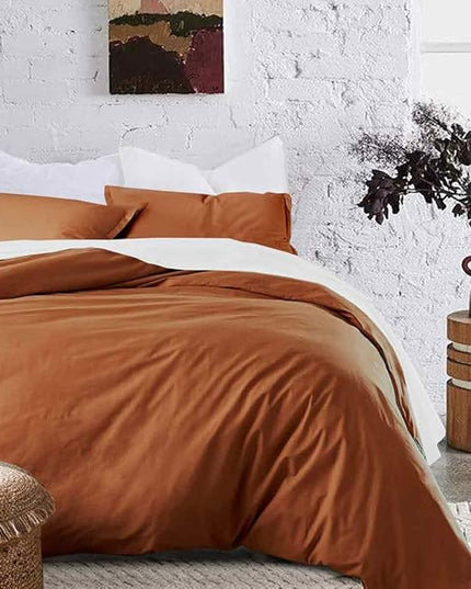 Burnt Orange California King Comforter Set, 3pc Aesthetic Modern Bedding Set Cal King Size, All Season Lightweight Cali King Microfiber Down Alternative Comforter with 2 Pillow Shams for Women Men - LeafyLoom