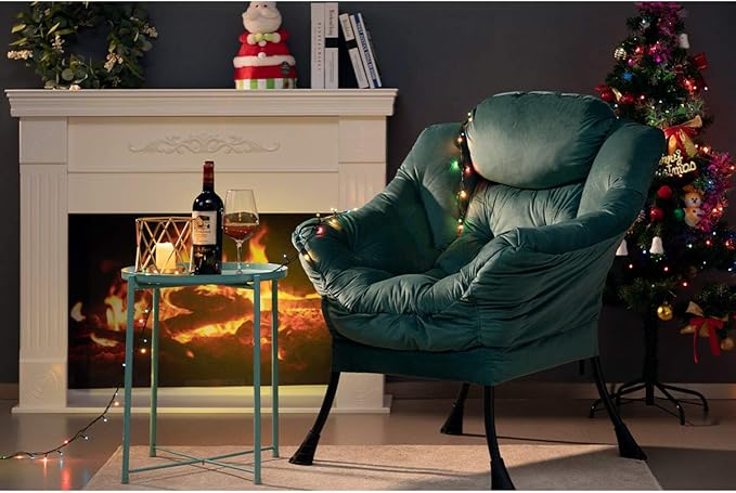 HollyHOME Modern Fabric Large Lazy Chair, Accent Oversized Comfy Reading Chair, Thick Padded Cozy Lounge Chair with Armrest, Leisure Sofa Chair for Living Room, Bedroom, Dorm, Dark Atrovirens - LeafyLoom